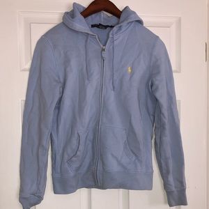light blue polo zip up